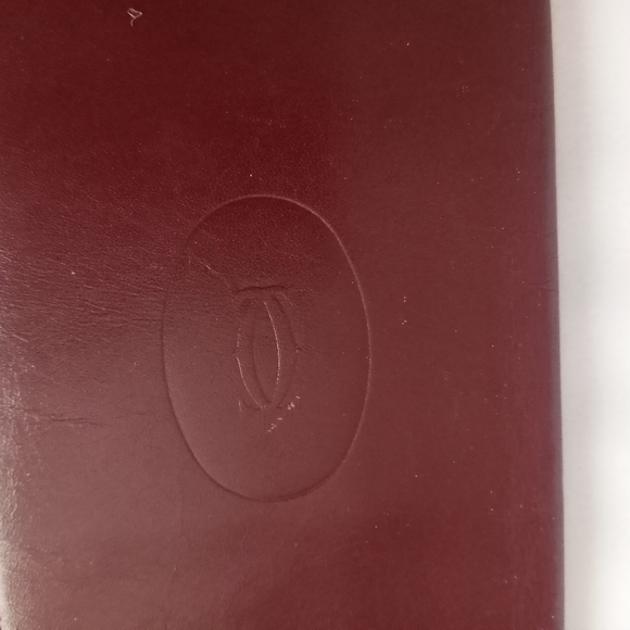 Cartier Bordeaux Leather Checkbook Long Wallet with gold accents - Picture 2 of 12